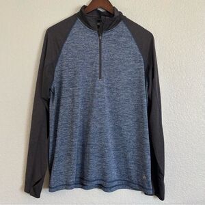 NordicTrack Mens Quarter Zip Long Sleeve Athletic Pullover Blue and Gray Medium